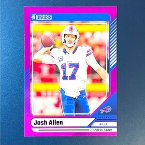 Josh Allen Purple Press Proof 2024 Panini Donruss Buffalo Bills